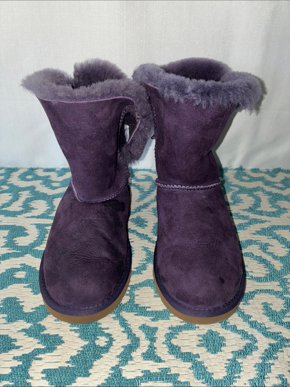 UGG Purple Suede Shearling Mid-Calf Boots for Girls